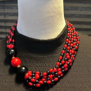 VTG red and black Avon beaded necklace